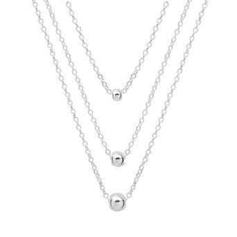 LC Lauren Conrad Silver Tone 3 Ball Pendant Prelayered Necklace