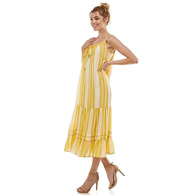 Women's Luxology Tie Detail Tiered Midi Dress