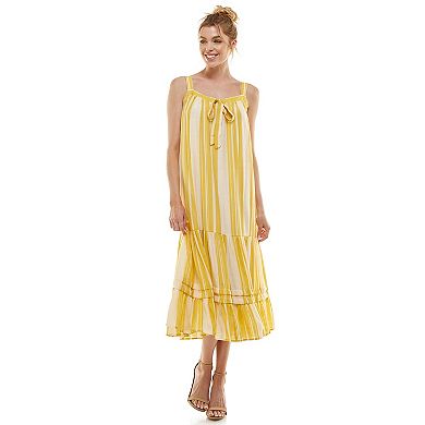 Women's Luxology Tie Detail Tiered Midi Dress