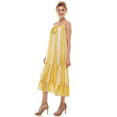 Women's Luxology Tie Detail Tiered Midi Dress