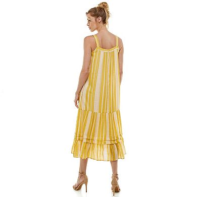 Women's Luxology Tie Detail Tiered Midi Dress