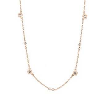 LC Lauren Conrad Rose Gold Tone Floral Station Necklace