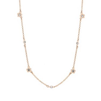 LC Lauren Conrad Rose Gold Tone Floral Station Necklace