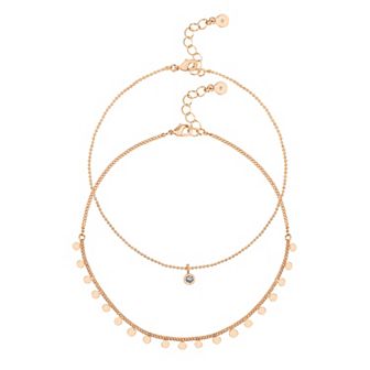 LC Lauren Conrad Metal Disc Anklet Set