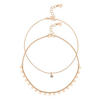 LC Lauren Conrad Metal Disc Anklet Set