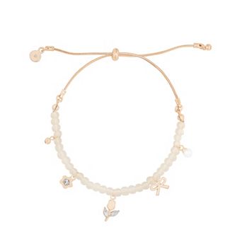 LC Lauren Conrad Beaded Charm Pull-Tie Bracelet