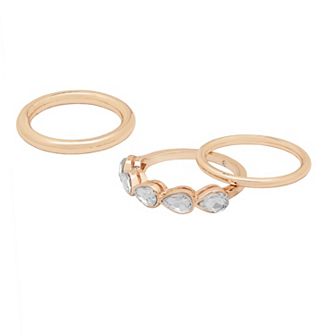 LC Lauren Conrad Bezel Stone Stackable Ring Set