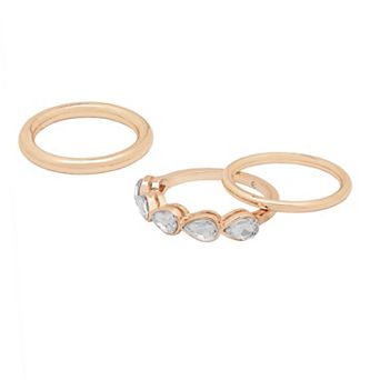 LC Lauren Conrad Bezel Stone Stackable Ring Set