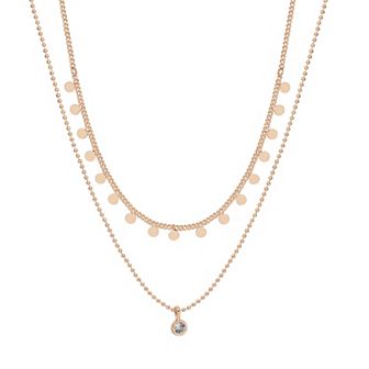 LC Lauren Conrad Rose Gold Tone Disc Two-Row Necklace