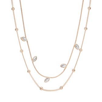 LC Lauren Conrad Rose Gold Tone Bezel Stone Vine Layered Necklace