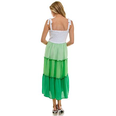 Women's Luxology Adjustable Straps Smocked Bodice Tiered Maxi Dress