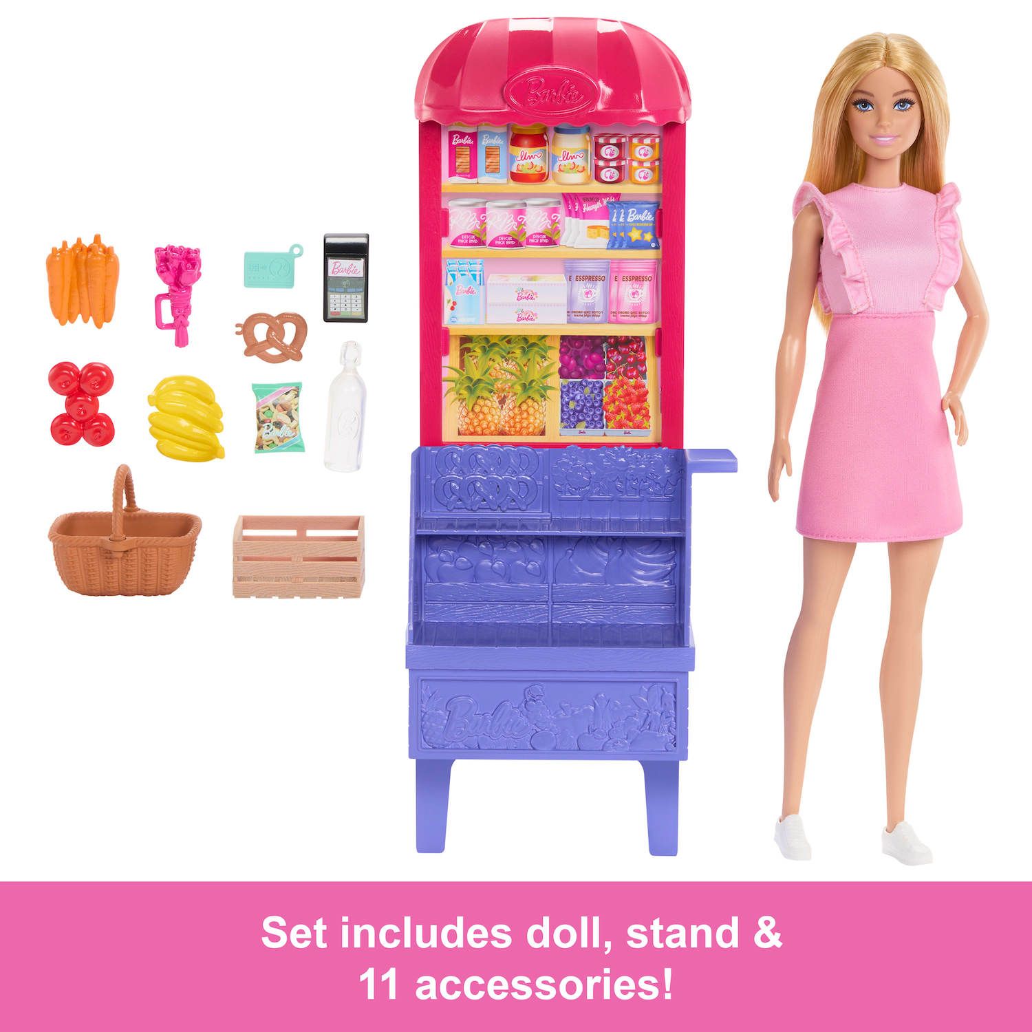 Детский игровой набор Barbie Malibu at the Market Doll and Playset with 11 Accessories — фото 5