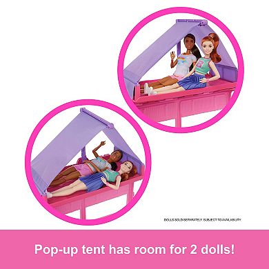 Barbie Dream Camper Playset with Roof Tent, BBQ Grill & 60-piece Accessories