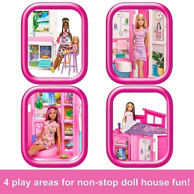 Barbie Getaway Doll House with 4 Play Areas and 11 Decor Accessories