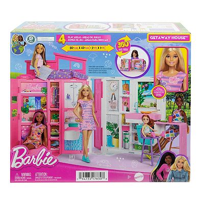 Barbie Getaway Doll House with 4 Play Areas and 11 Decor Accessories