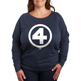Plus Size Marvel The Fantastic Four Logo French Terry Long Sleeve Tee