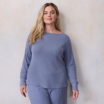 Plus Size LC Lauren Conrad Long Sleeve Boat Neck Tee