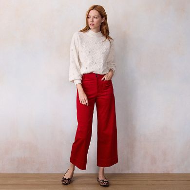 Women's LC Lauren Conrad Wildflower Super High Rise Wide Leg Crop Pants