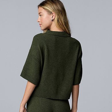 Petite Simply Vera Vera Wang Luxe Cashmere Blend Short Sleeve Sweater