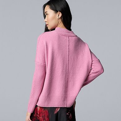 Petite Simply Vera Vera Wang Luxe Cashmere Blend Mockneck Sweater