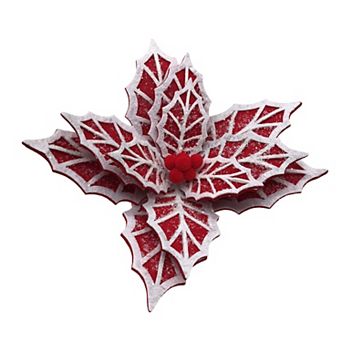 St. Nicholas Square® Faux Poinsettia Botanical Christmas Ornament with Clip On