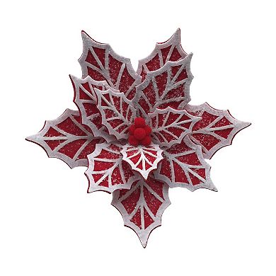 St. Nicholas Square Faux Poinsettia Botanical Christmas Ornament with Clip On
