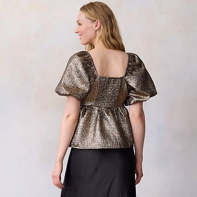 Women's LC Lauren Conrad Puff Sleeve Peplum Top