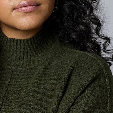 Plus Size Simply Vera Vera Wang Luxe Cashmere Blend Mockneck Sweater