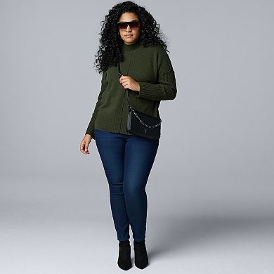 Plus Size Simply Vera Vera Wang Luxe Cashmere Blend Mockneck Sweater