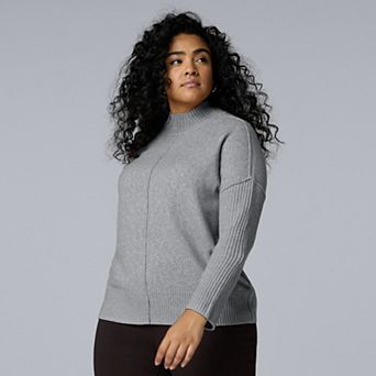 Plus Size Simply Vera Vera Wang Luxe Cashmere Blend Mockneck Sweater