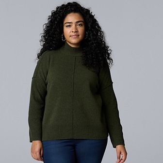 Plus Size Simply Vera Vera Wang Luxe Cashmere Blend Mockneck Sweater