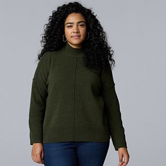 Plus Size Simply Vera Vera Wang Luxe Cashmere Blend Mockneck Sweater