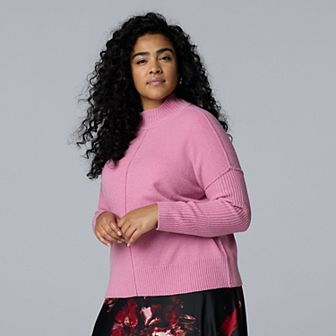 Plus Size Simply Vera Vera Wang Luxe Cashmere Blend Mockneck Sweater