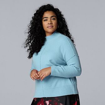 Plus Size Simply Vera Vera Wang Luxe Cashmere Blend Mockneck Sweater