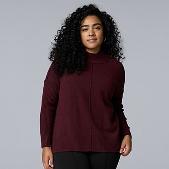 Plus Size Simply Vera Vera Wang Luxe Cashmere Blend Mockneck Sweater