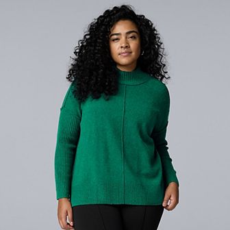 Plus Size Simply Vera Vera Wang Luxe Cashmere Blend Mockneck Sweater