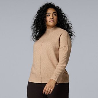 Plus Size Simply Vera Vera Wang Luxe Cashmere Blend Mockneck Sweater