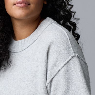 Plus Size Simply Vera Vera Wang Luxe Cashmere Blend Short Sleeve Sweater