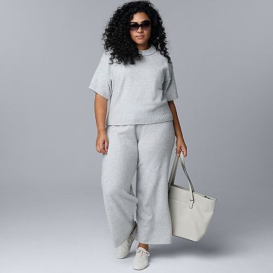 Plus Size Simply Vera Vera Wang Luxe Cashmere Blend Short Sleeve Sweater