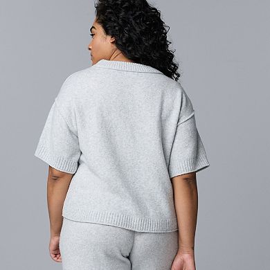 Plus Size Simply Vera Vera Wang Luxe Cashmere Blend Short Sleeve Sweater