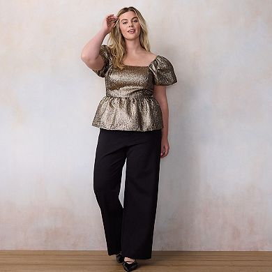 Plus Size LC Lauren Conrad Puff Sleeve Peplum Top