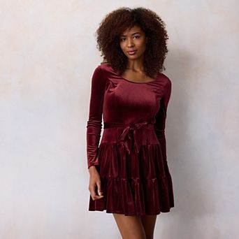Women's LC Lauren Conrad Velvet Tiered Mini Dress