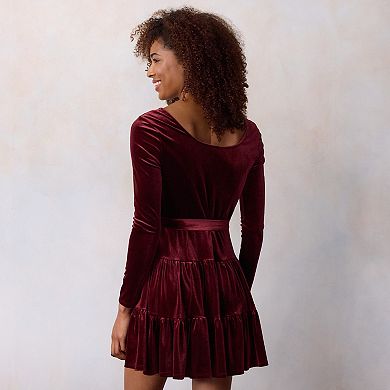 Women's LC Lauren Conrad Velvet Tiered Mini Dress