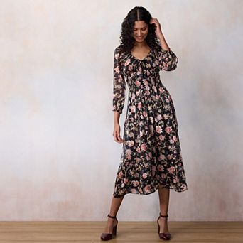 Women's LC Lauren Conrad Shirred Bodice Midi Dress