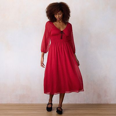 Women's LC Lauren Conrad Shirred Bodice Midi Dress
