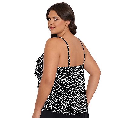 Plus Size Trimshaper Ruffled V-Neck Swim Top