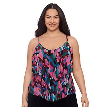Plus Size Trimshaper Ronnie Tankini Swim Top