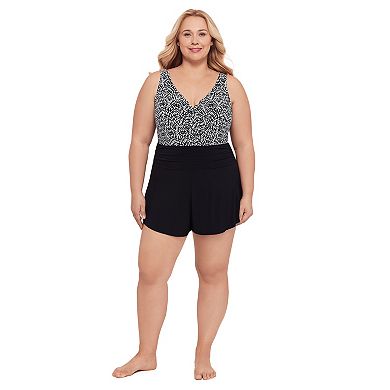 Plus Size Trimshaper V-Neck Swim Top