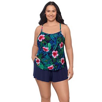 Plus Size Trimshaper Farrah Floral Swim Top