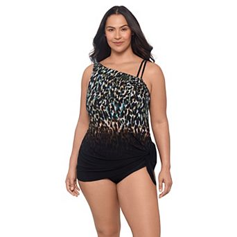 Plus Size Trimshaper Ronnie One-Shoulder Swimdress